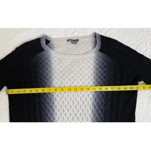 Vince Wool Cashmere Ombre Knit Sweater Women's M Black Grey White Cable Knit - Picture 5 of 7